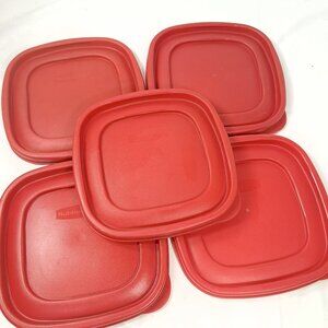 Rubbermaid Set of 5 Easy Find 7J64 Replacement Lids 6.5” Square Red plastic
